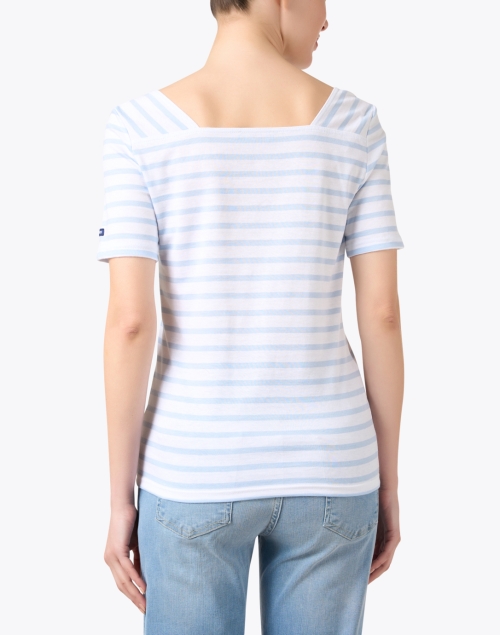 Back image - Saint James - Pleneuf White and Blue Striped Cotton Top 