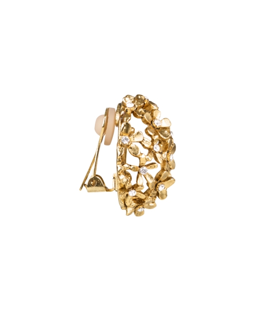 Front image - Oscar de la Renta - Gold and Crystal Faberge Stud Clip Earrings