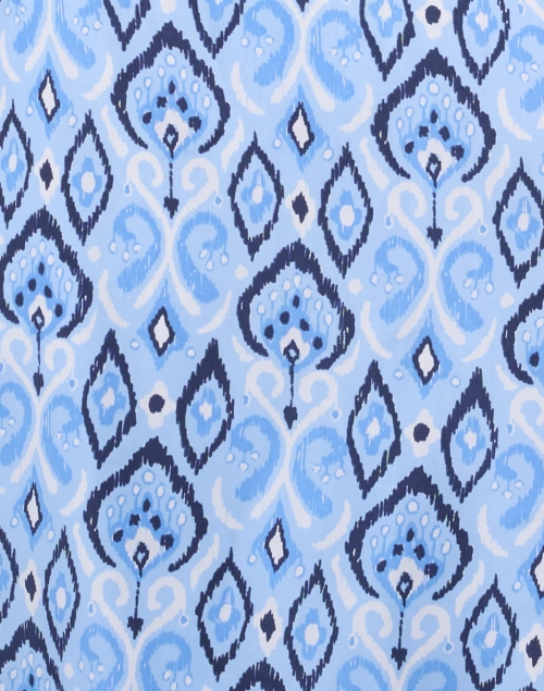 Fabric image - Sail to Sable - Blue Ikat Print Silk Cotton Tunic Dress