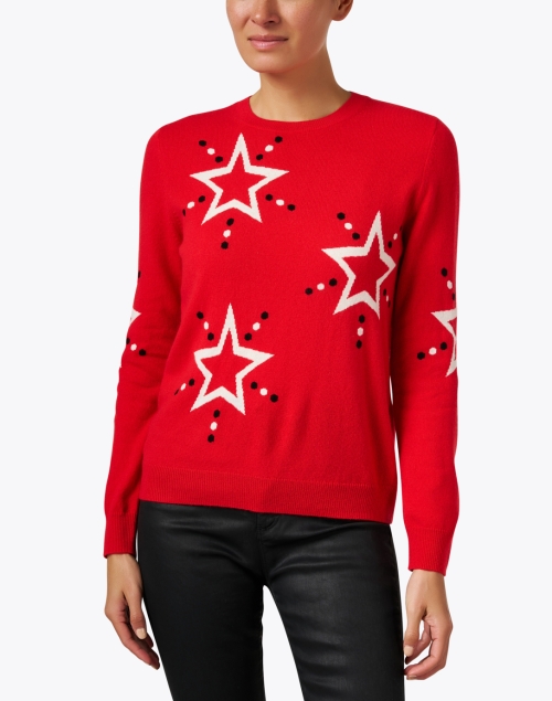 Front image - Chinti and Parker - Red Star Intarsia Wool Cashmere Sweater