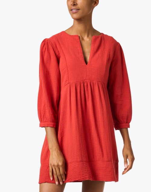 Front image - Honorine - Coco Red Cotton Gauze Dress