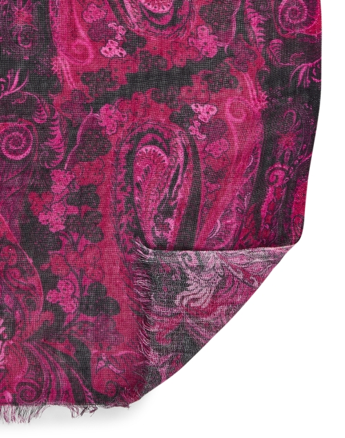 Back image - Pashma - Purple Paisley Print Cashmere Silk Scarf