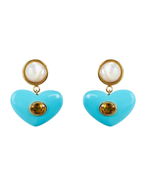 Lizzie Fortunato Enamored Heart Turquoise Drop Earrings