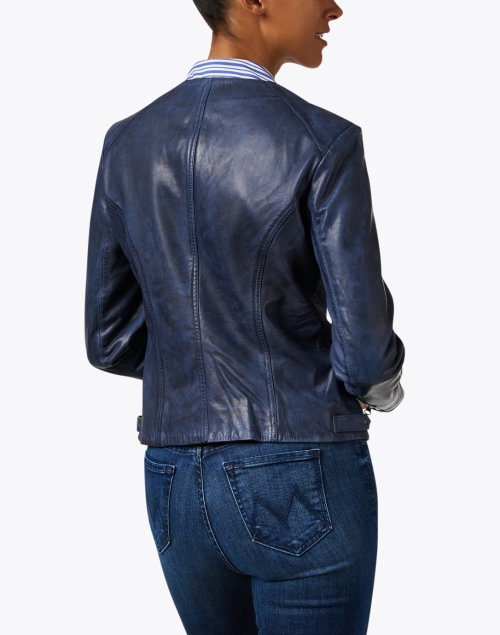 Back image - Ecru -  Blue Leather Jacket