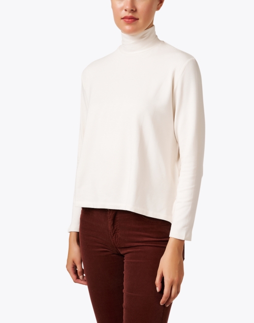 Front image - Majestic Filatures - Cream French Terry Mock Neck Top