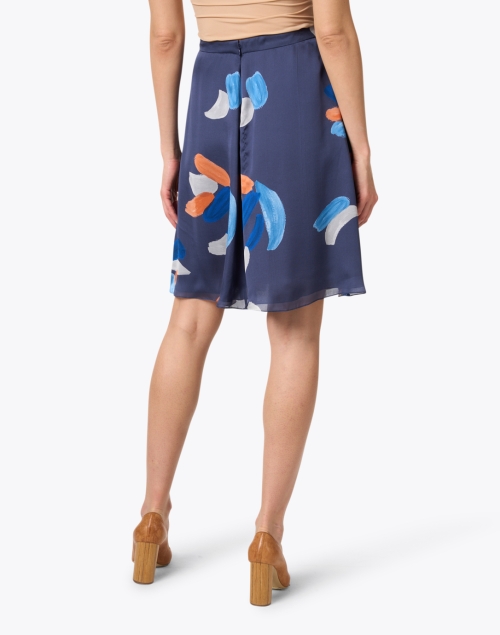 Back image - Emporio Armani - Blue Printed Silk Skirt