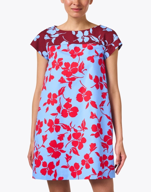 Front image - Weekend Max Mara - Once Red and Blue Print Cotton Dress