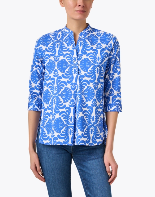Front image - Caliban - Blue Cotton Print Shirt