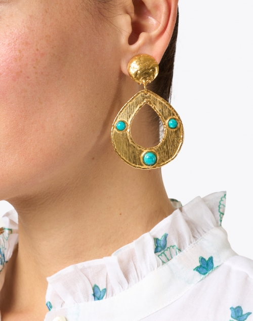 Thalita Turquoise Encrusted Drop Earrings