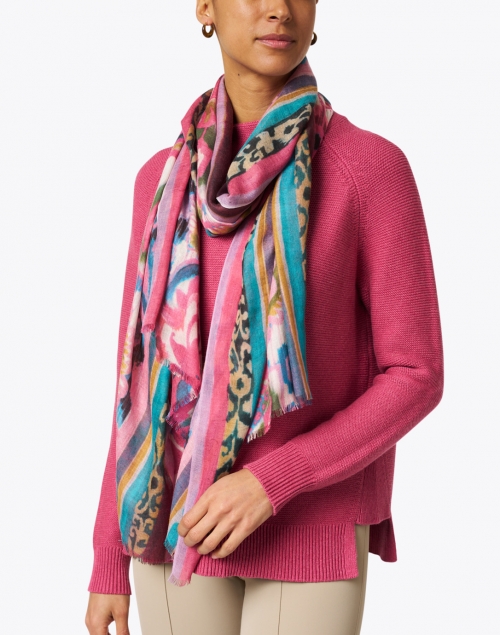Kinross - Multicolored Tapestry Print Silk Cashmere Scarf