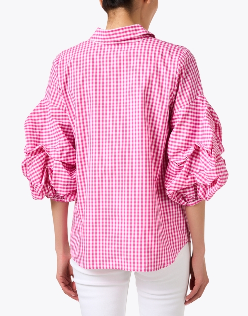 Back image - Weill - Salla Fuchsia Gingham Cotton Shirt