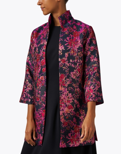 Front image - Connie Roberson - Rita Black and Pink Floral Jacket