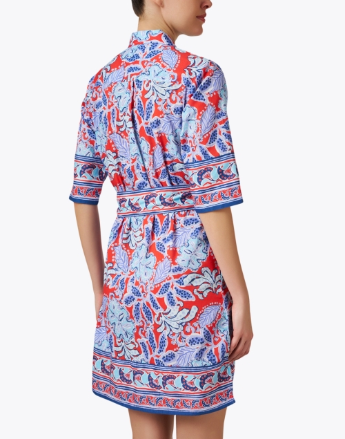 Back image - Bella Tu - Red and Blue Print Cotton Shirt Dress