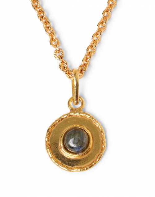 Front image - Sylvia Toledano - Labradorite Medallion Gold Pendant Necklace