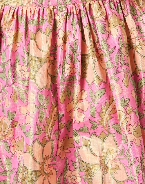 Fabric image - Juliet Dunn - Pink and Yellow Print Cotton Lamé Dress