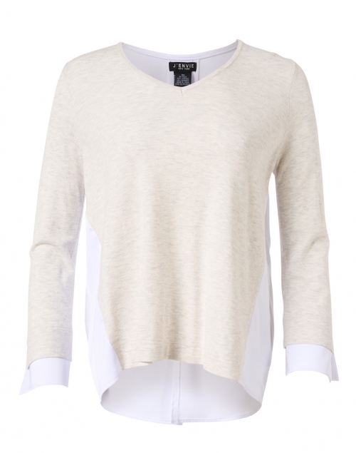 J'Envie - Oyster and White Stretch Knit Top