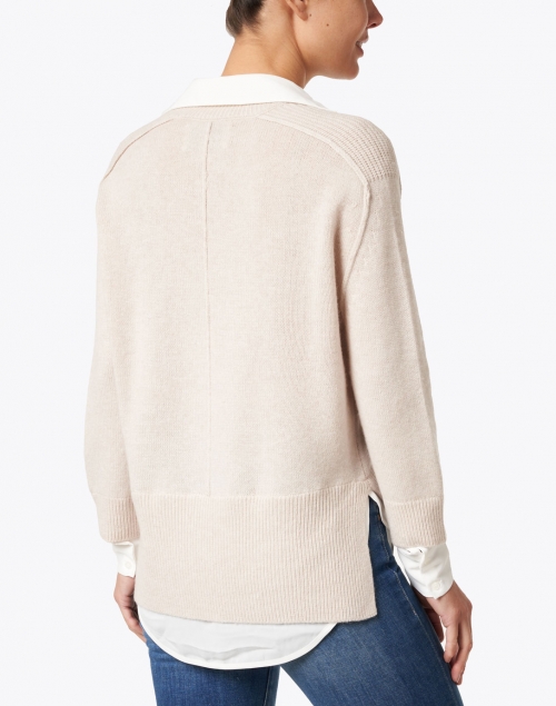 Brochu Walker - Almond Cashmere Sweater with White Underlayer