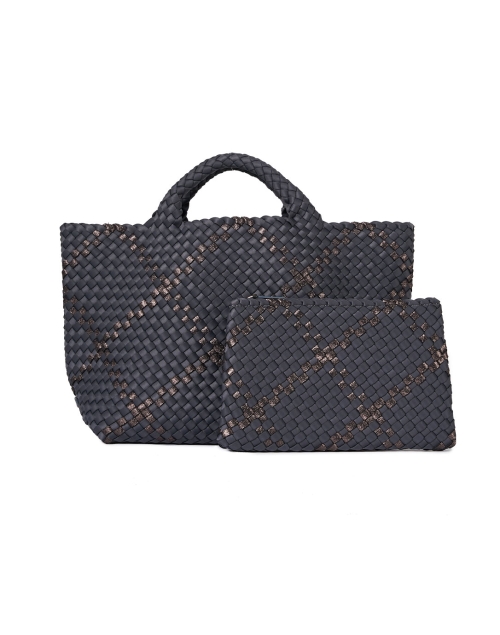 Back image - Naghedi - St. Barths Medium Navy & Metallic Plaid Handbag
