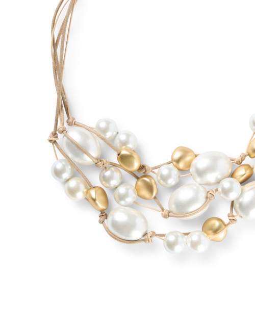 Front image - Deborah Grivas - Pearl and Golden Beaded Necklace