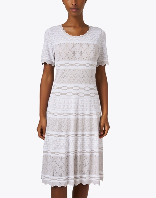 Front image - D.Exterior - White Jacquard Knit Dress