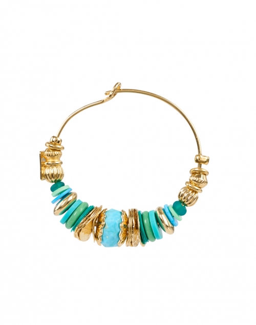 Fabric image - Gas Bijoux - Aloha Gold, Blue and Green Hoop Earrings