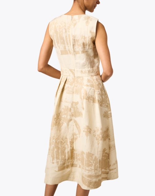 Back image - Lafayette 148 New York - Beige Print Fit and Flare Dress