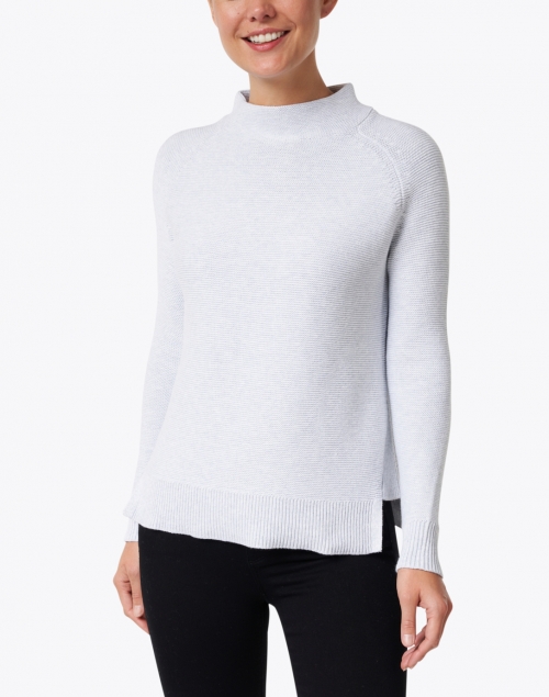 Front image - Kinross - Grey Garter Stitch Cotton Sweater