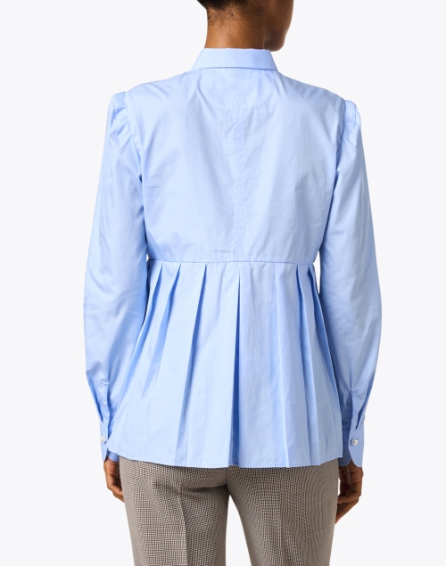 Back image - Le Sarte Pettegole - Blue Cotton Pleated Peplum Shirt