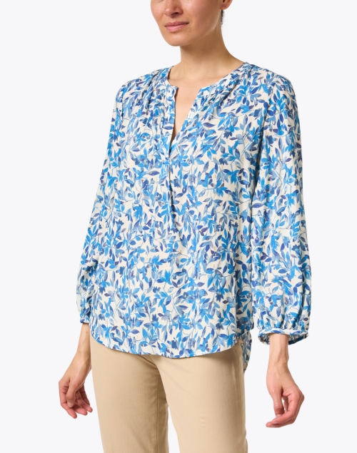 Front image - Finley - Stephanie Blue and Gold Fleck Floral Top