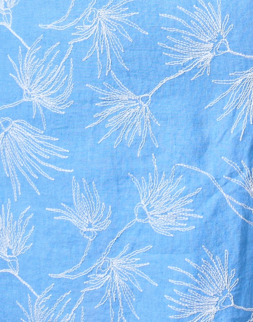 Fabric image - 120% Lino - Blue Embroidered Linen Shirt Dress