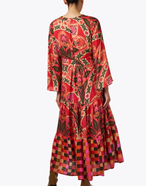 Back image - Oliphant - Positano Red Multi Print Dress