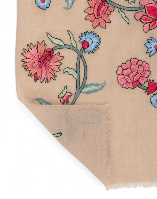 Back image - Janavi - Multicolored Floral Embroidered Wool Scarf