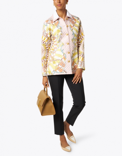 Firenze Melon Printed Silk Quilted Jacket 
