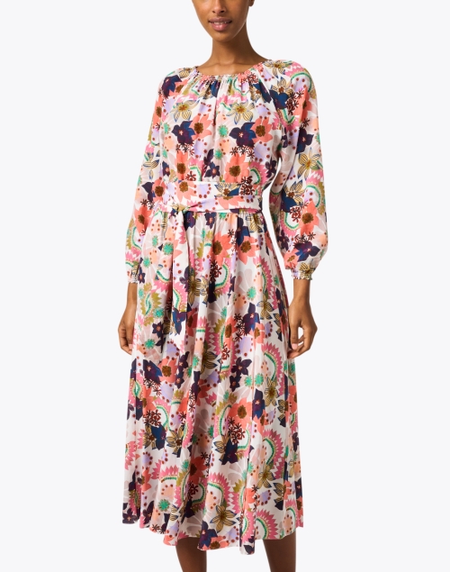 Front image - Soler - Raquel Multi Floral Print Silk Dress