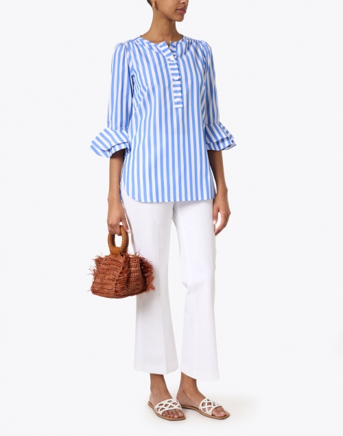 Wren Blue and White Stripe Cotton Shirt