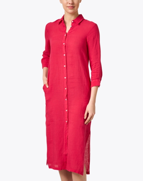 Front image - 120% Lino - Red Linen Shirt Dress