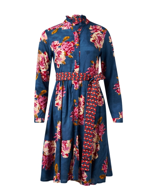 Product image - Lisa Corti - Greta Blue Print Cotton Shirt Dress