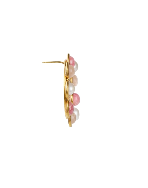 Back image - Sylvia Toledano - Daisy Pink Quartz and Pearl Circle Stud Earrings