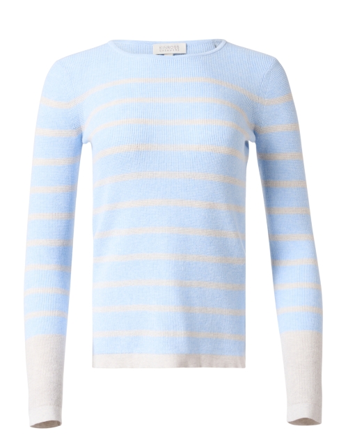Product image - Kinross - Blue and Tan Stripe Cotton Cashmere Sweater