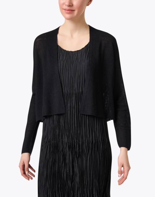 Front image - Eileen Fisher - Black Cropped Cardigan