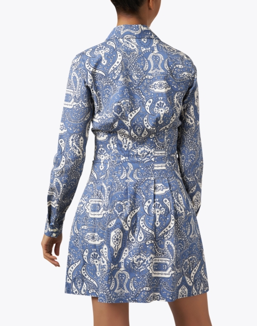Back image - Veronica Beard - Karmi Blue Paisley Print Shirt Dress