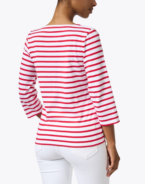 Back image - Saint James - Galathee White and Red Striped Shirt