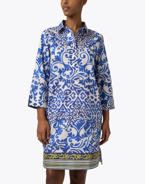 Front image - Hinson Wu - Charlotte Blue and Green Printed Dress