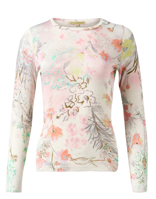 Product image - Pashma - White Floral Print Cashmere Silk Sweater