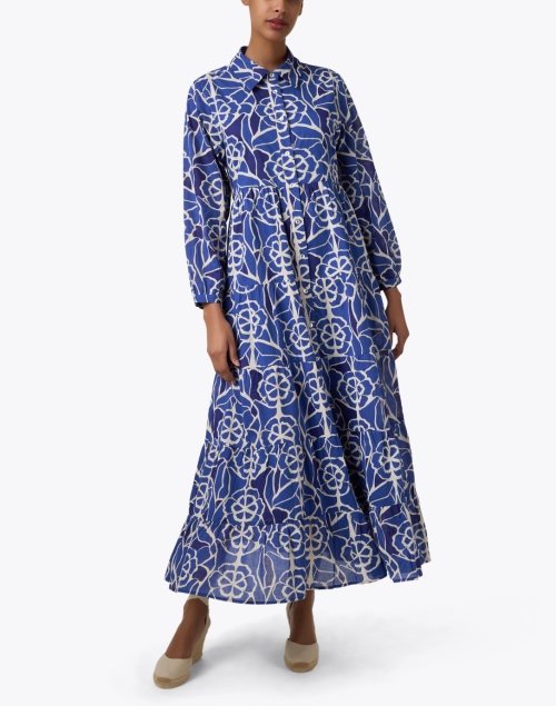 Front image - Ro's Garden - Jinette Blue Print Maxi Dress