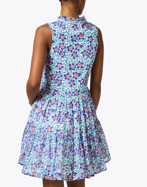 Back image - Oliphant - Blue Floral Print Cotton Dress