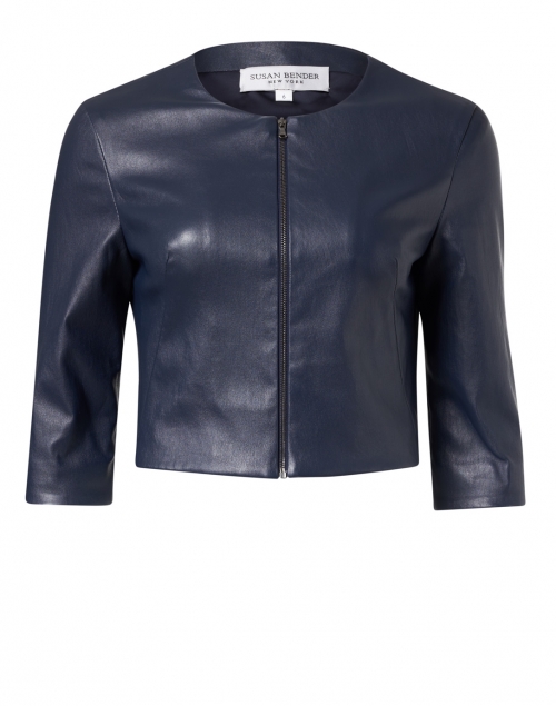 Product image - Susan Bender - Navy Stretch Leather Cropped Jacket