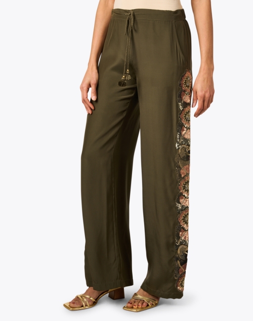 Front image - Figue - Theodora Green Silk Pant