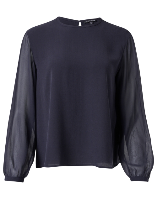 Product image - Eileen Fisher - Navy Silk Georgette Top 