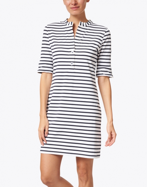Saint James - Carcassonne White and Navy Striped Jersey Dress